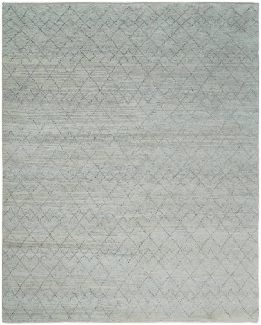Hand Woven Silver and Gray 8x10 Trellis Moroccan Rug Made with Fine Wool | TRDCP79810 - The Rug Decor