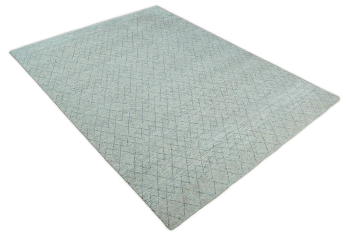 Hand Woven Silver and Gray 9x12 Trellis Moroccan Rug Made with Fine Wool | TRDCP100912 - The Rug Decor