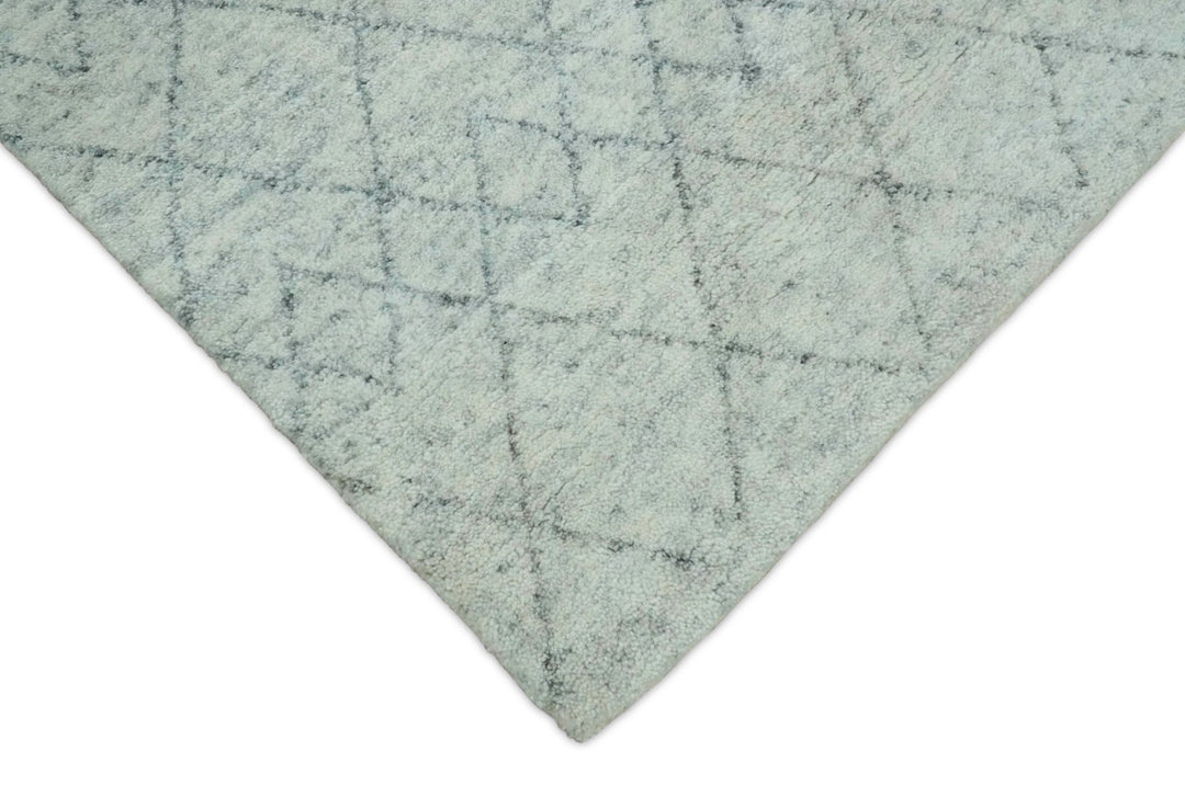 Hand Woven Silver and Gray 9x12 Trellis Moroccan Rug Made with Fine Wool | TRDCP100912 - The Rug Decor