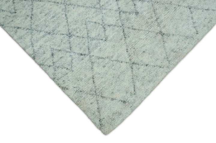 Hand Woven Silver and Gray 9x12 Trellis Moroccan Rug Made with Fine Wool | TRDCP100912 - The Rug Decor