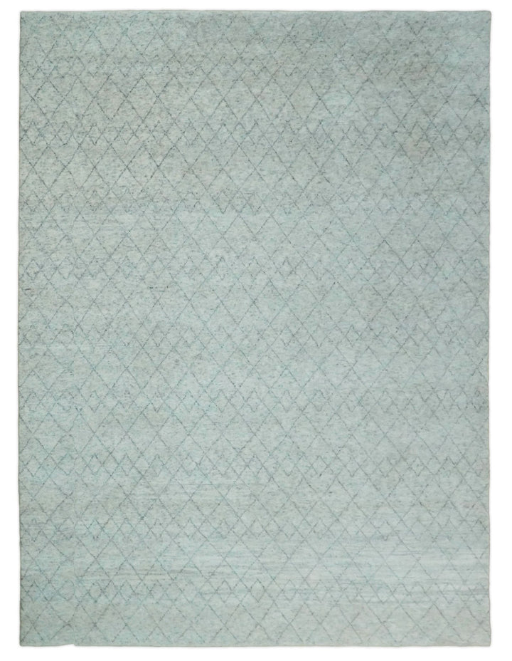 Hand Woven Silver and Gray 9x12 Trellis Moroccan Rug Made with Fine Wool | TRDCP100912 - The Rug Decor