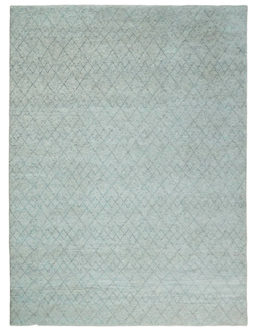 Hand Woven Silver and Gray 9x12 Trellis Moroccan Rug Made with Fine Wool | TRDCP100912 - The Rug Decor
