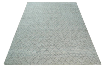 Hand Woven Silver and Gray 9x12 Trellis Moroccan Rug Made with Fine Wool | TRDCP100912 - The Rug Decor
