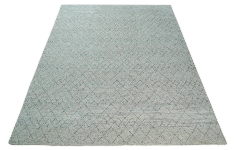 Hand Woven Silver and Gray 9x12 Trellis Moroccan Rug Made with Fine Wool | TRDCP100912 - The Rug Decor