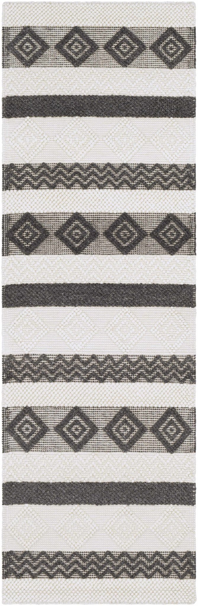 Hand Woven Tribal look Ivory and Charcoal Geometrical Tasseled wool Area Rug - The Rug Decor