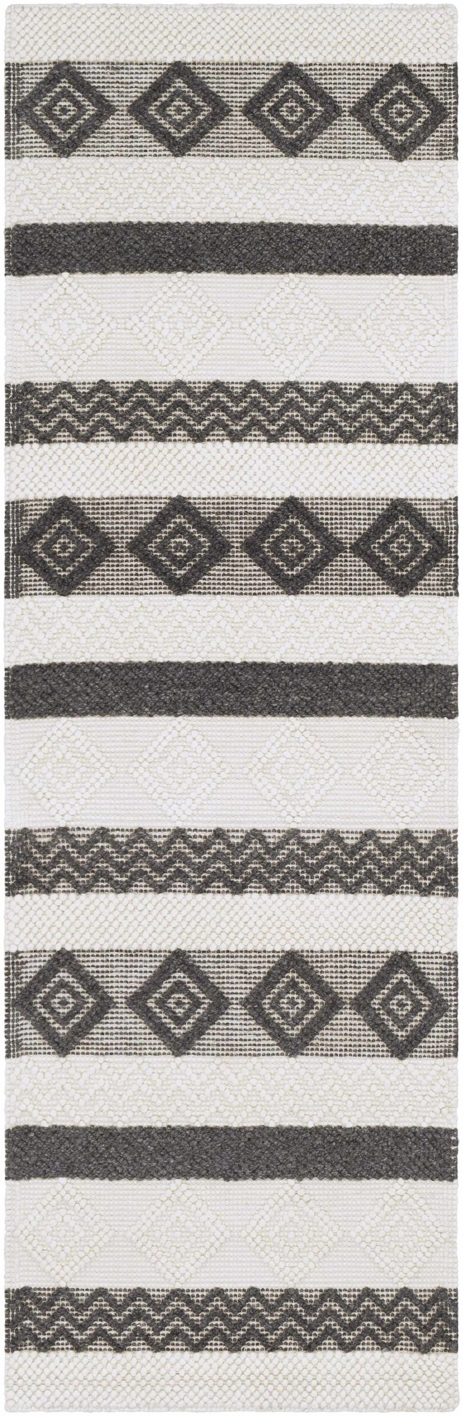 Hand Woven Tribal look Ivory and Charcoal Geometrical Tasseled wool Area Rug - The Rug Decor