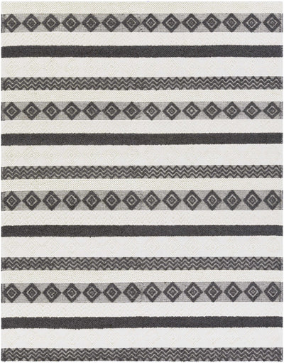 Hand Woven Tribal look Ivory and Charcoal Geometrical Tasseled wool Area Rug - The Rug Decor