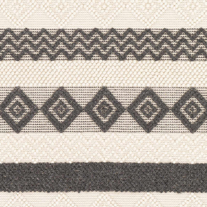 Hand Woven Tribal look Ivory and Charcoal Geometrical Tasseled wool Area Rug - The Rug Decor