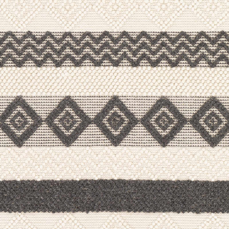 Hand Woven Tribal look Ivory and Charcoal Geometrical Tasseled wool Area Rug - The Rug Decor