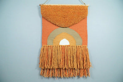 Hand Woven Wool Tapestry Terracotta Bohemian Modern Wall Hanging | WH11 - The Rug Decor