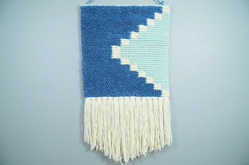 Small teal blue woven tapestry 