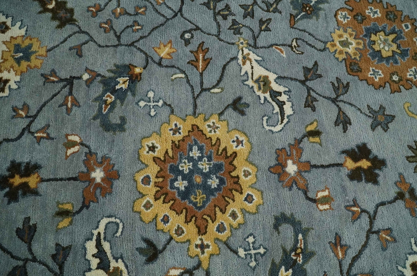 Handmade 2x3, 3x5, 5x8, 6x9, 8x10 and 9x12 Vintage Persian Oushak Design Silver, Rust and Beige wool Area Rug | TRD6445 - The Rug Decor