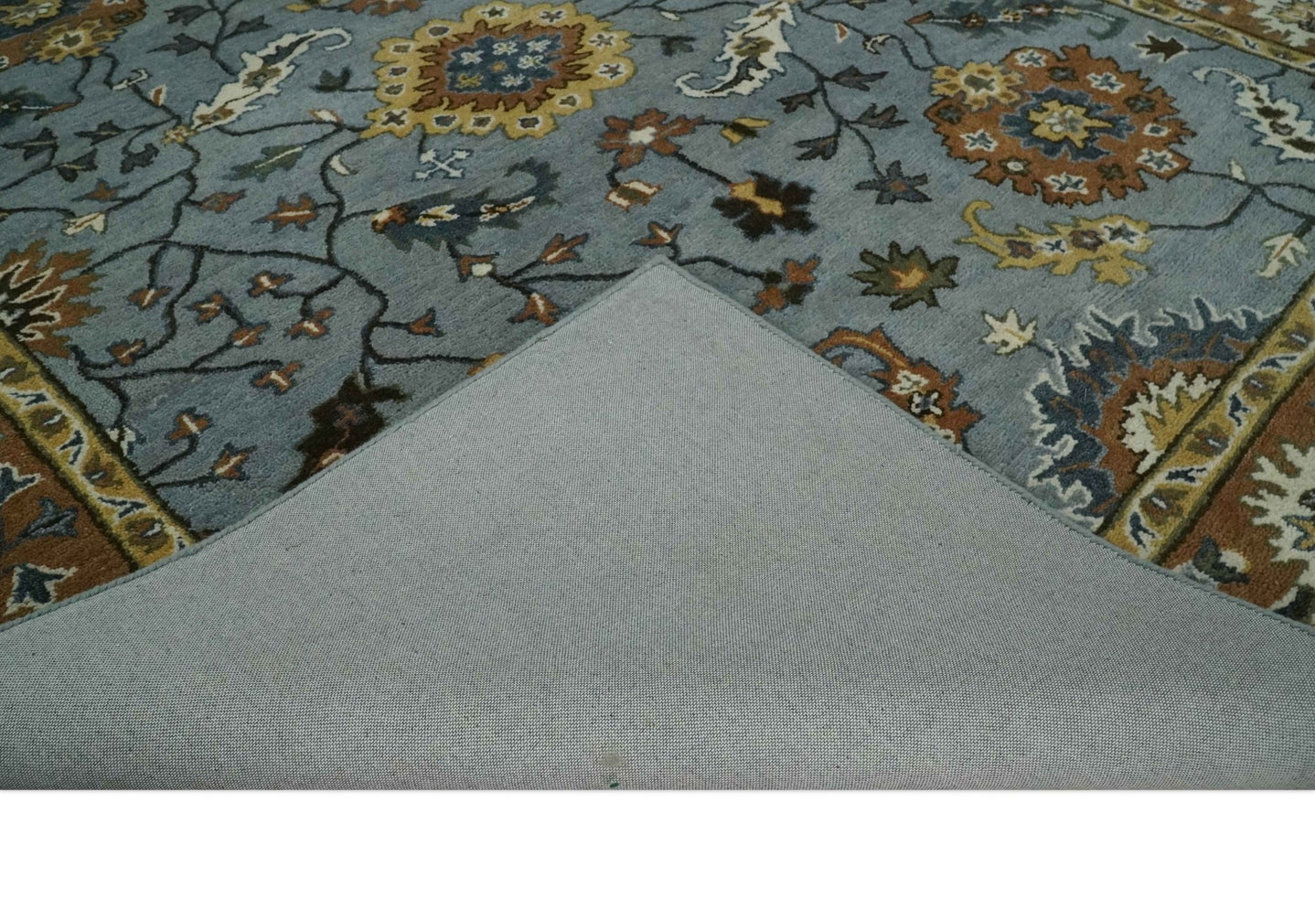 Handmade 2x3, 3x5, 5x8, 6x9, 8x10 and 9x12 Vintage Persian Oushak Design Silver, Rust and Beige wool Area Rug | TRD6445 - The Rug Decor