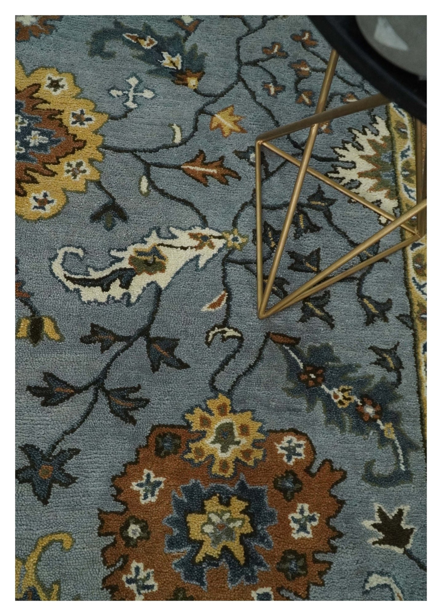 Handmade 2x3, 3x5, 5x8, 6x9, 8x10 and 9x12 Vintage Persian Oushak Design Silver, Rust and Beige wool Area Rug | TRD6445 - The Rug Decor