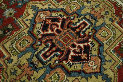 Handmade 4x6 Red and Blue Traditional Heriz Serapi Rug | TRDCP2 - The Rug Decor