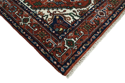 Handmade 4x6 Red and Ivory Traditional Heriz Serapi Rug | TRDCP3 - The Rug Decor