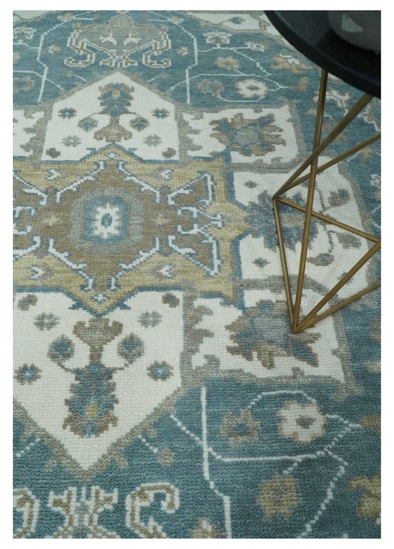 Handmade 5x8, 6x9, 8x10, 9x12, 10x14 and 12x15 Antique Traditional Persian Blue and Ivory Area Rug | TRDCP104 - The Rug Decor