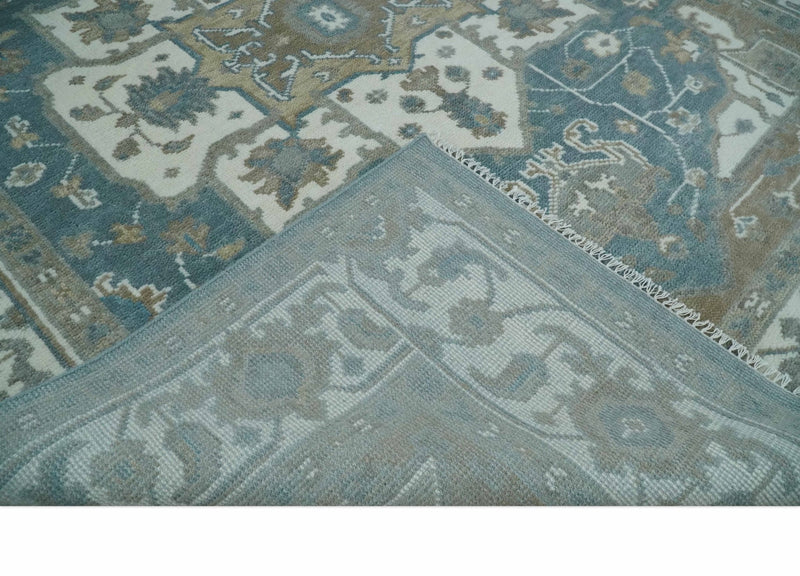 Handmade 5x8, 6x9, 8x10, 9x12, 10x14 and 12x15 Antique Traditional Persian Blue and Ivory Area Rug | TRDCP104 - The Rug Decor