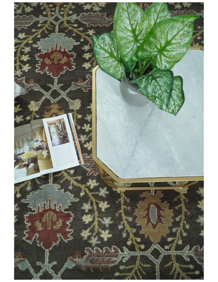 Handmade 5x8 Classic Vintage Design Brown and Beige wool Area Rug | TRDCP120 - The Rug Decor