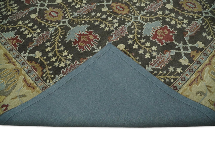 Handmade 5x8 Classic Vintage Design Brown and Beige wool Area Rug | TRDCP120 - The Rug Decor