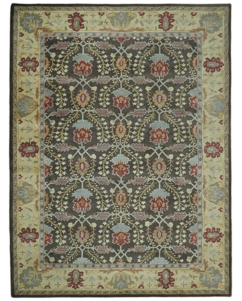 Handmade 5x8 Classic Vintage Design Brown and Beige wool Area Rug | TRDCP120 - The Rug Decor