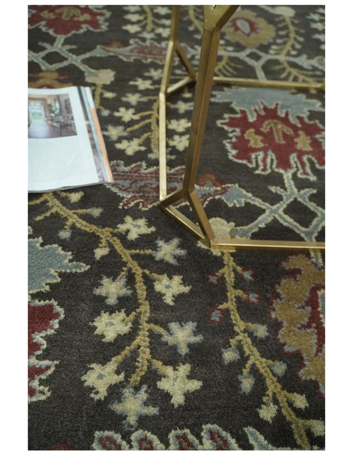 Handmade 5x8 Classic Vintage Design Brown and Beige wool Area Rug | TRDCP120 - The Rug Decor