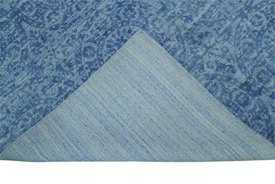 Handmade 5x8 Modern Denim Blue Modern Wool Blend Area Rug | QT4 - The Rug Decor