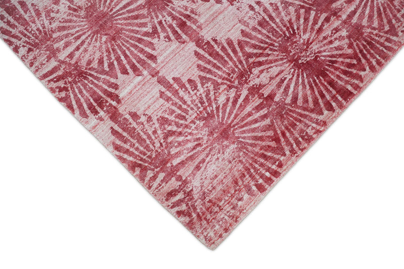 Handmade 5x8 Modern Red and Pink Blended Wool and Bamboo Silk Area Rug | QT7 - The Rug Decor