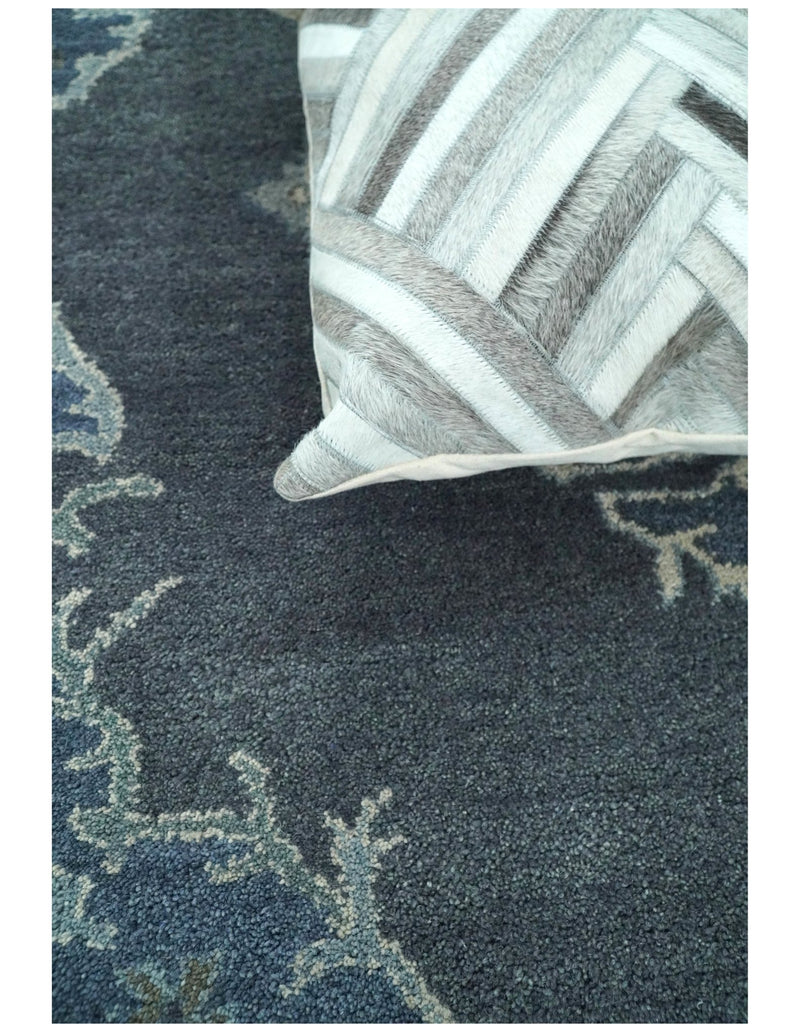 Handmade 5x8 Traditional design Rug made with Blue and Silver fine wool | TRDCP11958 - The Rug Decor