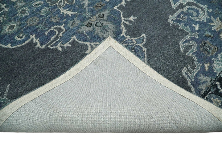 Handmade 5x8 Traditional design Rug made with Blue and Silver fine wool | TRDCP11958 - The Rug Decor