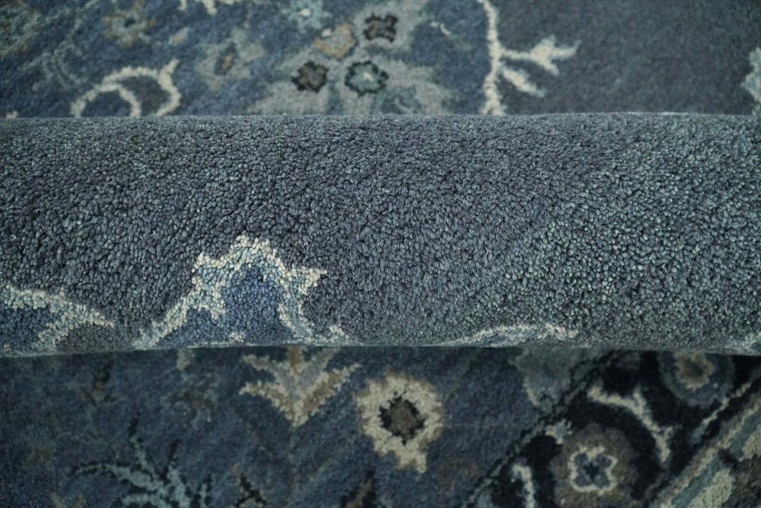 Handmade 5x8 Traditional design Rug made with Blue and Silver fine wool | TRDCP11958 - The Rug Decor