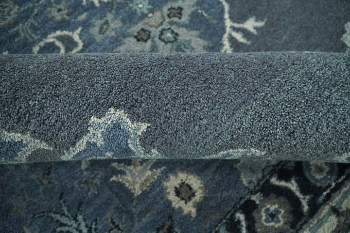 Handmade 5x8 Traditional design Rug made with Blue and Silver fine wool | TRDCP11958 - The Rug Decor