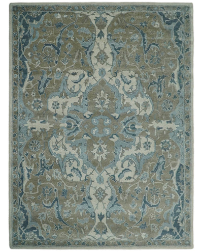 Handmade 8x10 and 9x12Modern Persian Design Brown and Blue made with fine wool Area Rug | TRDCP152810 - The Rug Decor
