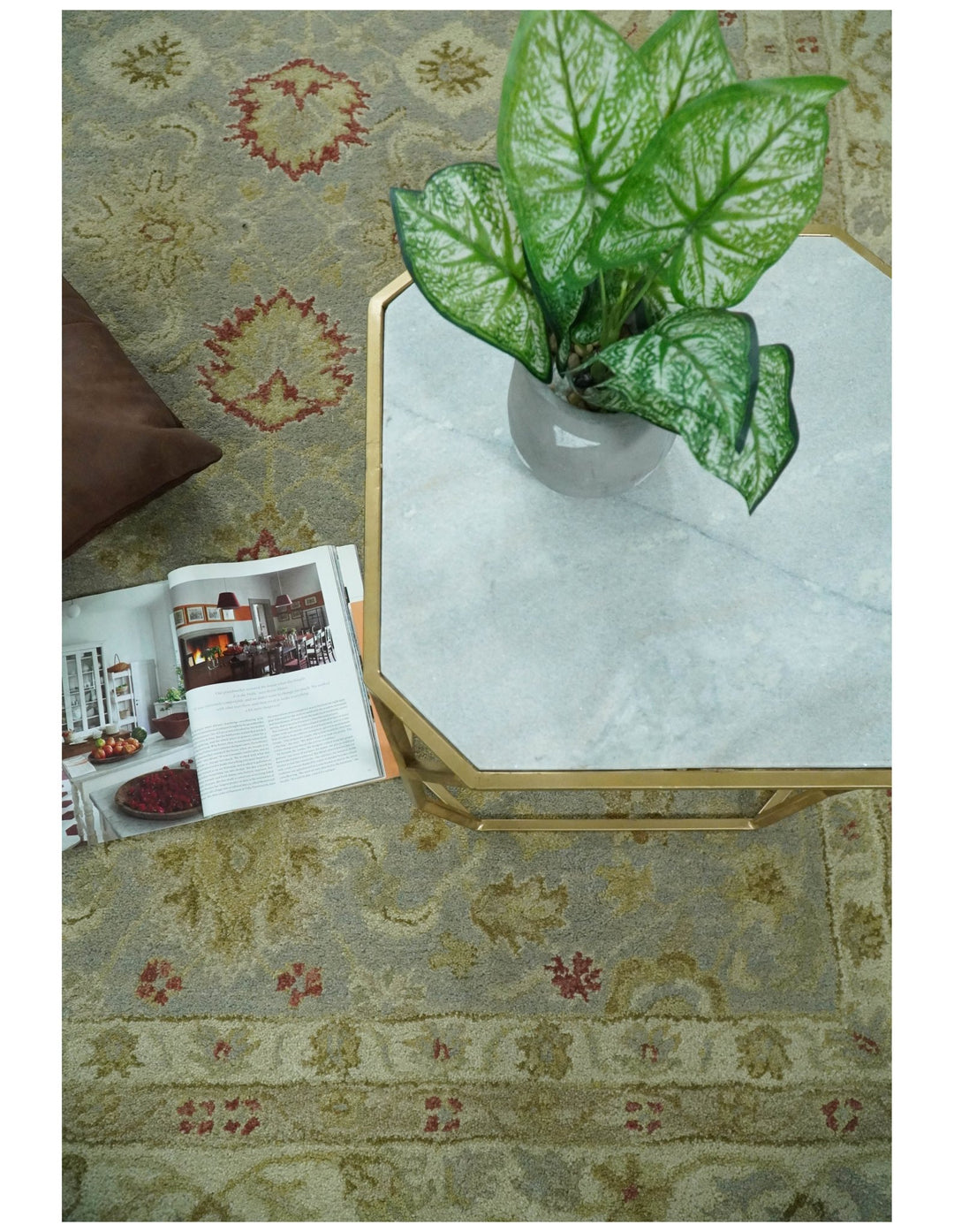 Handmade 8x10 Beige and Blue made with fine wool Area Rug | TRDCP125810 - The Rug Decor