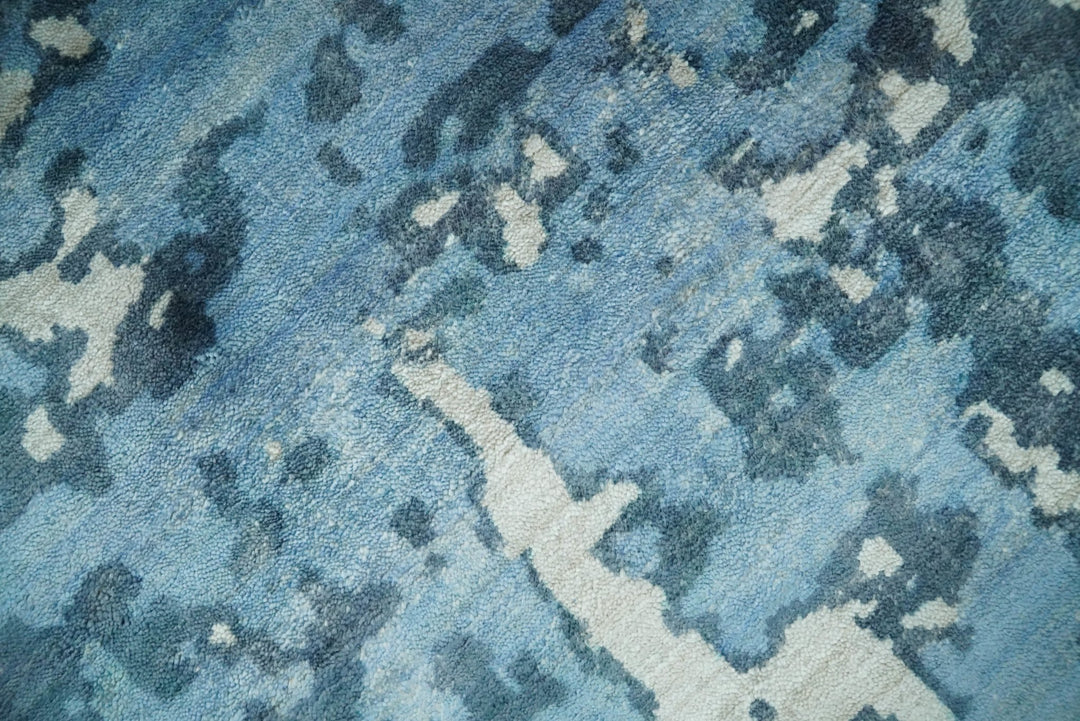 Handmade 8x10 Blue and Ivory Bamboo Silk Area Rug | QT19 - The Rug Decor