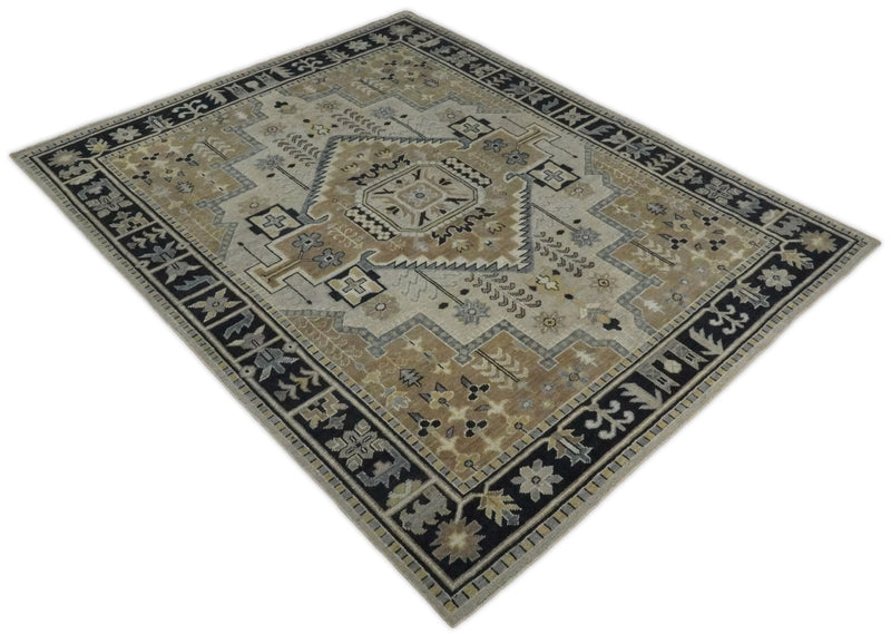 Handmade 8x10 Brown and Black Traditional Antique Area Rug | TRD2258 - The Rug Decor