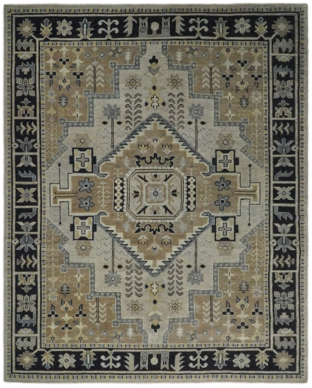 Handmade 8x10 Brown and Black Traditional Antique Area Rug | TRD2258 - The Rug Decor