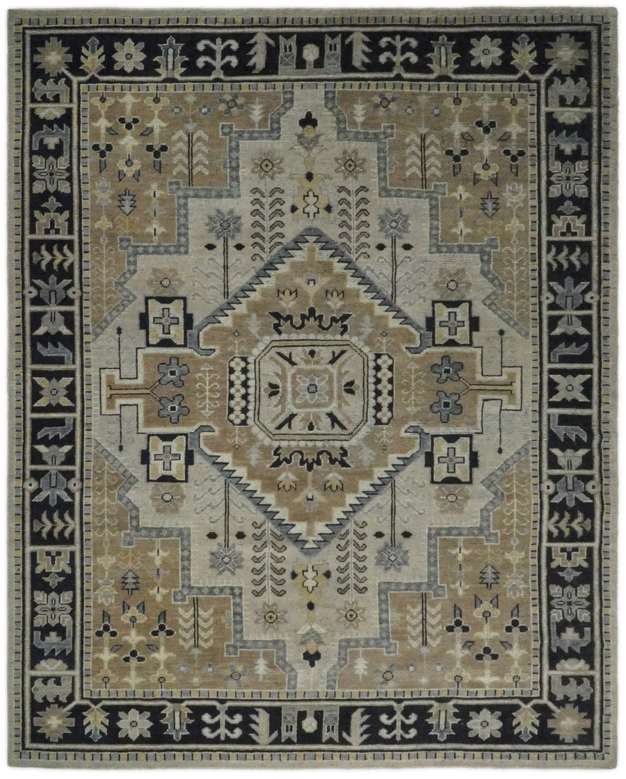 Handmade 8x10 Brown and Black Traditional Antique Area Rug | TRD2258 - The Rug Decor