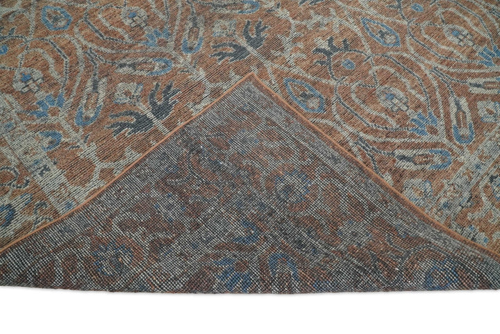 Handmade 8x10 Rust and Blue Traditional Antique Area Rug | TRD2271 - The Rug Decor
