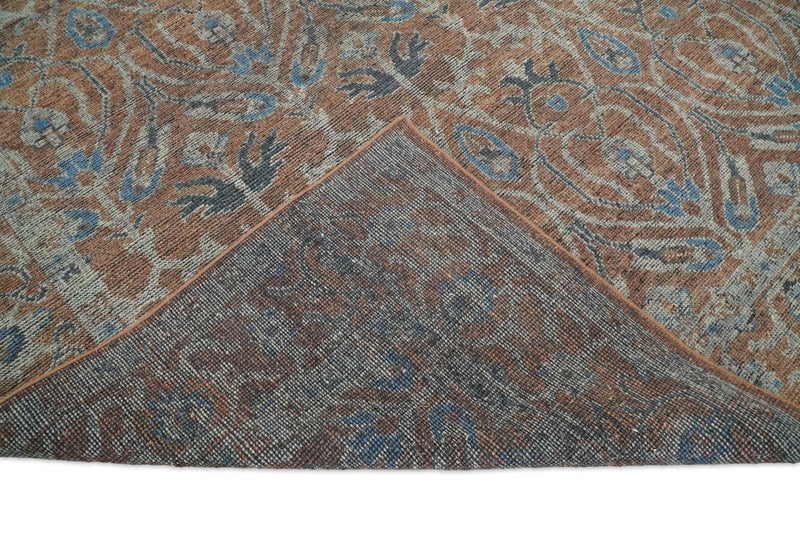 Handmade 8x10 Rust and Blue Traditional Antique Area Rug | TRD2271 - The Rug Decor