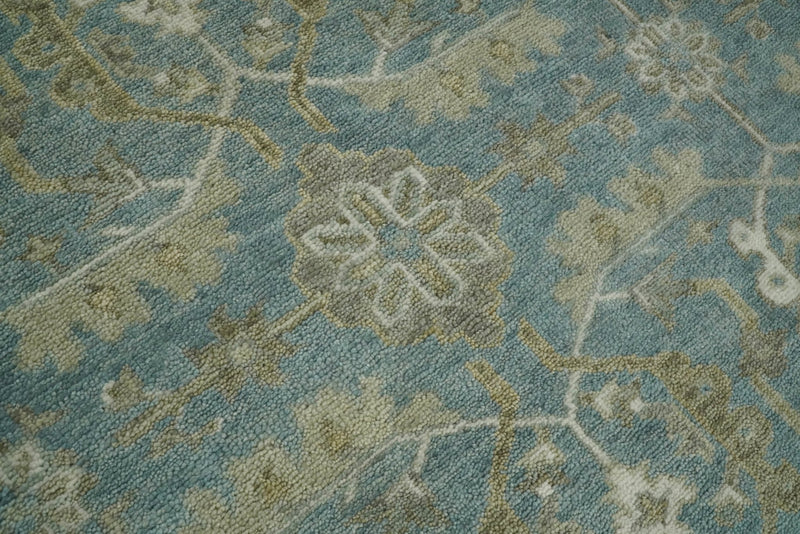 Handmade 9x12 Antique Traditional Persian Blue and Beige Area Rug | TRDCP81912 - The Rug Decor