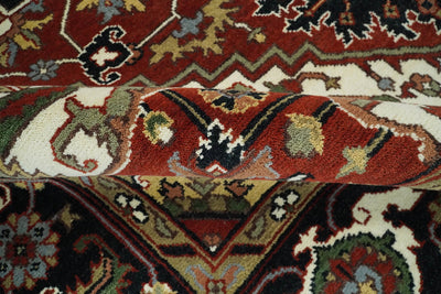 Handmade 9x12 Rust and Black Traditional Heriz Serapi Rug | TRDCP84912 - The Rug Decor