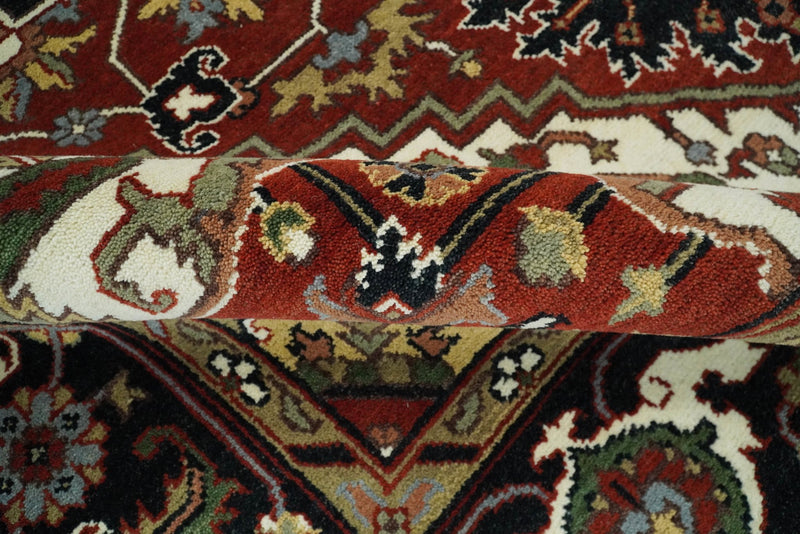 Handmade 9x12 Rust and Black Traditional Heriz Serapi Rug | TRDCP84912 - The Rug Decor