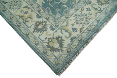 Handmade 9x12 Traditional Persian Blue and Ivory Area Rug | TRDCP106912 - The Rug Decor