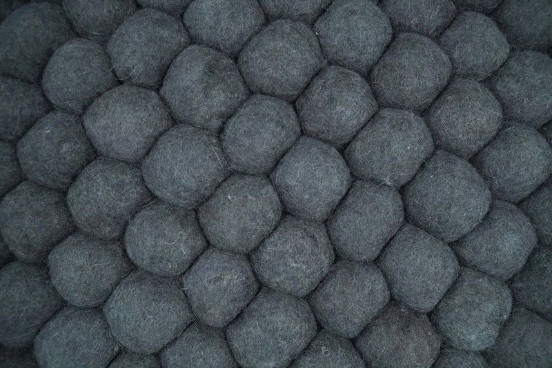 Handmade Felted Round Pebbles 2x3 Gray Charcoal 100% Wool Rug | PB1 - The Rug Decor