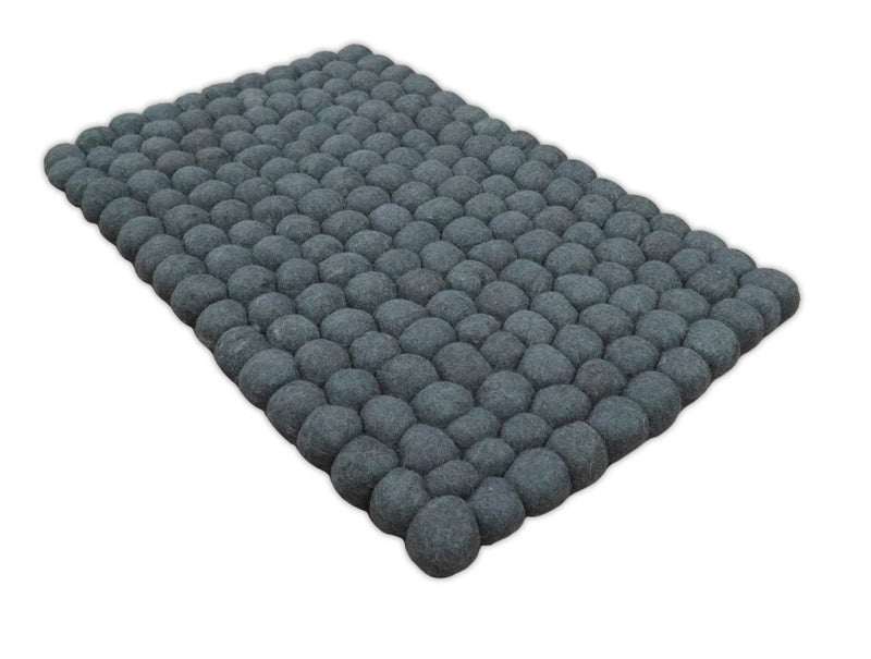 Handmade Felted Round Pebbles 2x3 Gray Charcoal 100% Wool Rug | PB1 - The Rug Decor