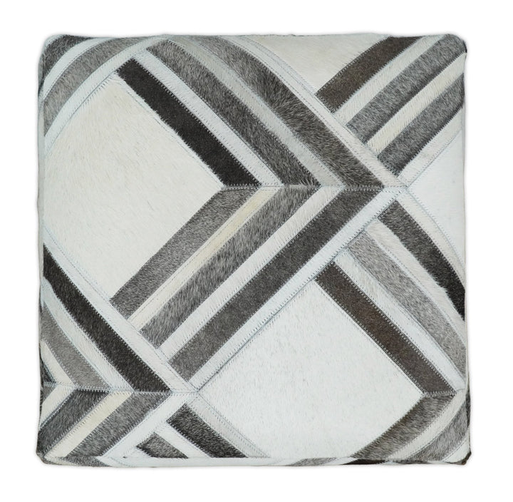 Handmade Leather Pouf- Comfortable Chair or Footrest - Ivory Grey | TRD284 - The Rug Decor