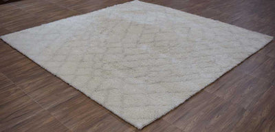 Handmade Moroccan Area Rug made with White Wool _8'5" x 8'5" Area Rug | The Rug Decor | TRD20648585 - The Rug Decor