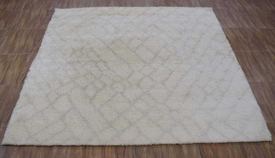 Handmade Moroccan Area Rug made with White Wool _8'5" x 8'5" Area Rug | The Rug Decor | TRD20648585 - The Rug Decor