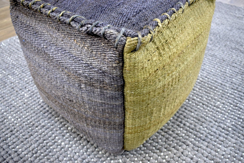 Handmade Pouf - Comfortable Chair or Footrest - Charcoal | TRD103 - The Rug Decor